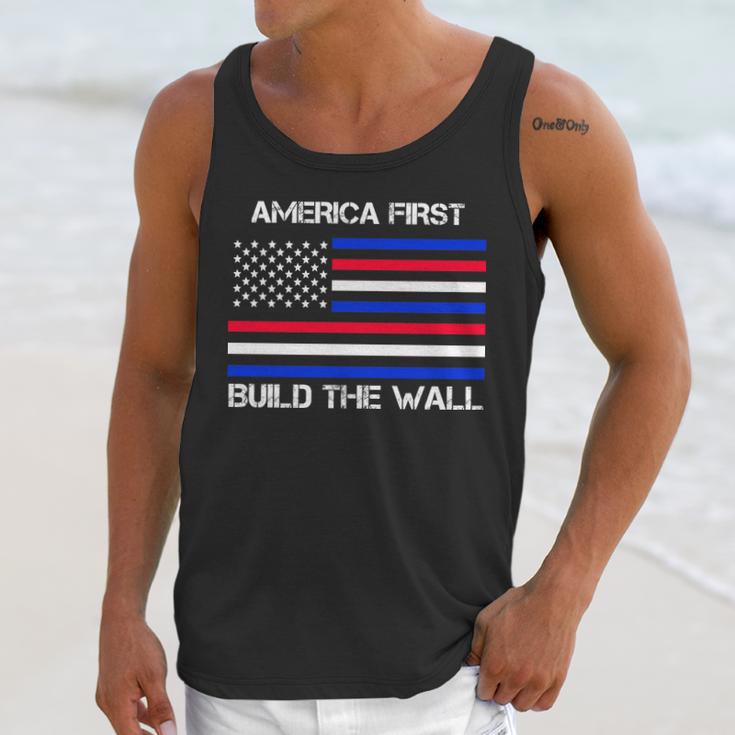 America First Build The Wall Flag Men Tank Top