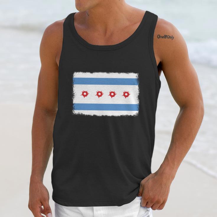 Bullet Hole Chicago Flag T-Shirts Men Tank Top