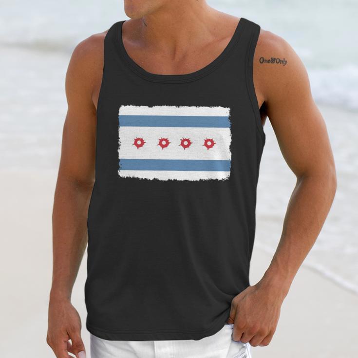 Bullet Hole Chicago Flag T-Shirts Men Tank Top