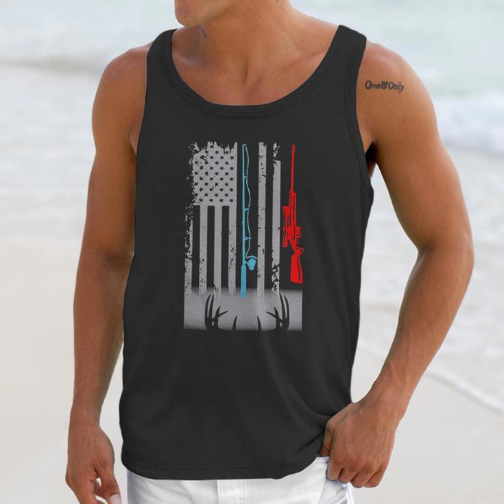 Fishing Rod Hunting Rifle America Flag Shirt Men Tank Top