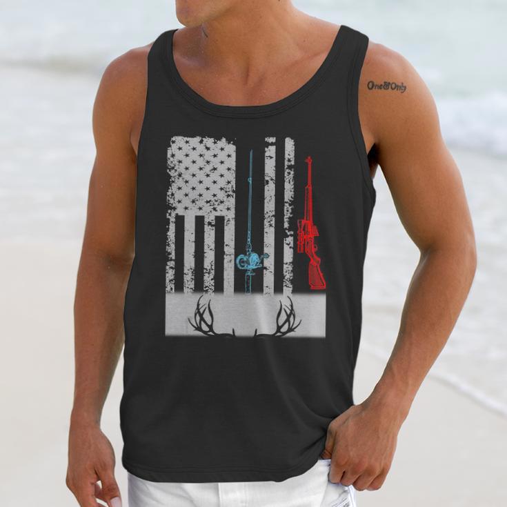 Fishing Rod Hunting Rifle American Flag T-Shirt Men Tank Top