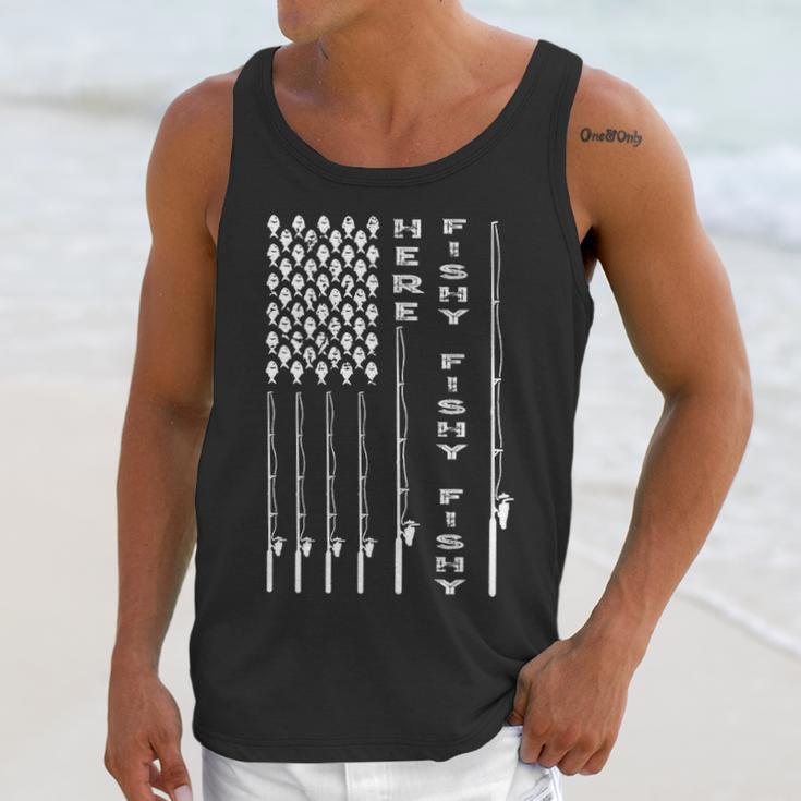 Here Fishy American Flag Men Tank Top