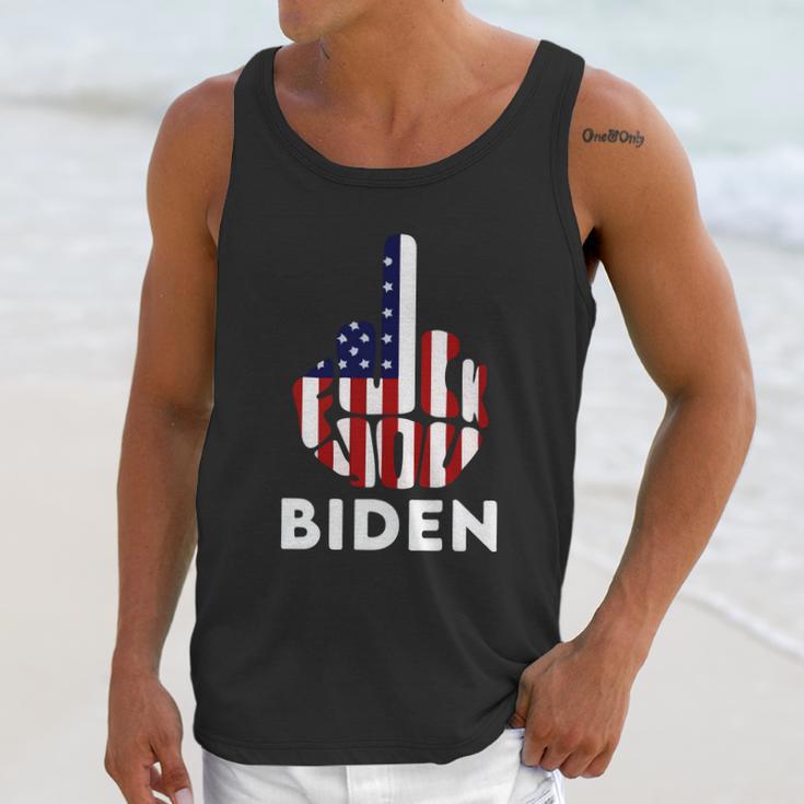 Fuck Biden Middle Finger Usa Flag Men Tank Top