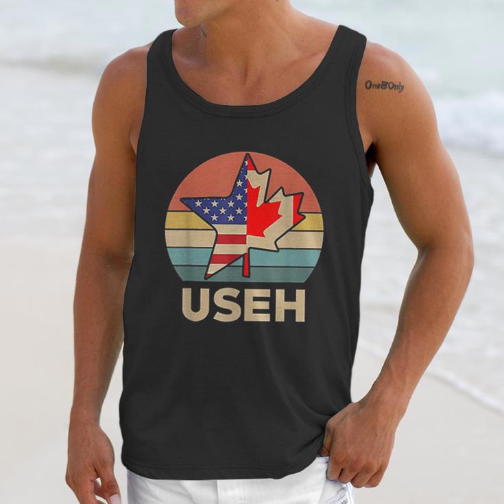 Funny Useh America Canada Flag American Canadian Men Tank Top