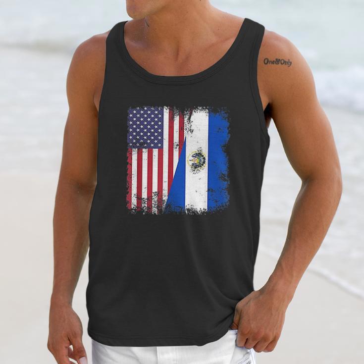 Half Salvadoran Flag Vintage El Salvador Usa Gift Men Tank Top