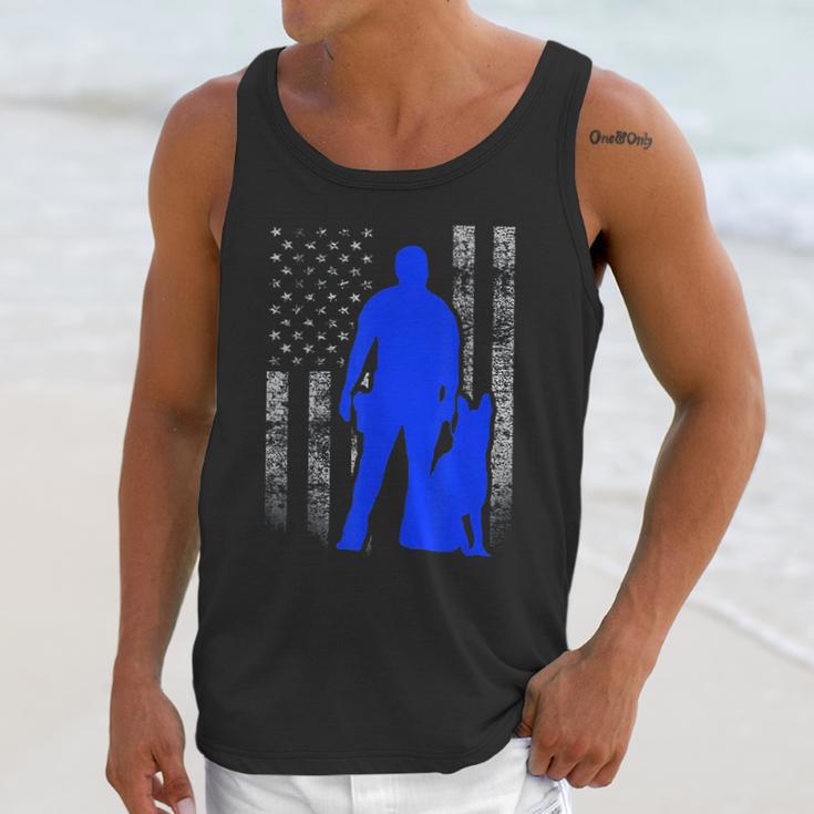 Male K9 Officer Blue Line Flag For K9 Handlers Men Tank Top