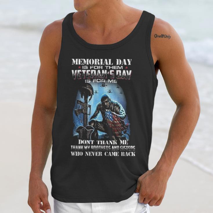 Memorial Day Is For Them Veterans Day Is For Thank 2022 New Vogue Men Tank Top