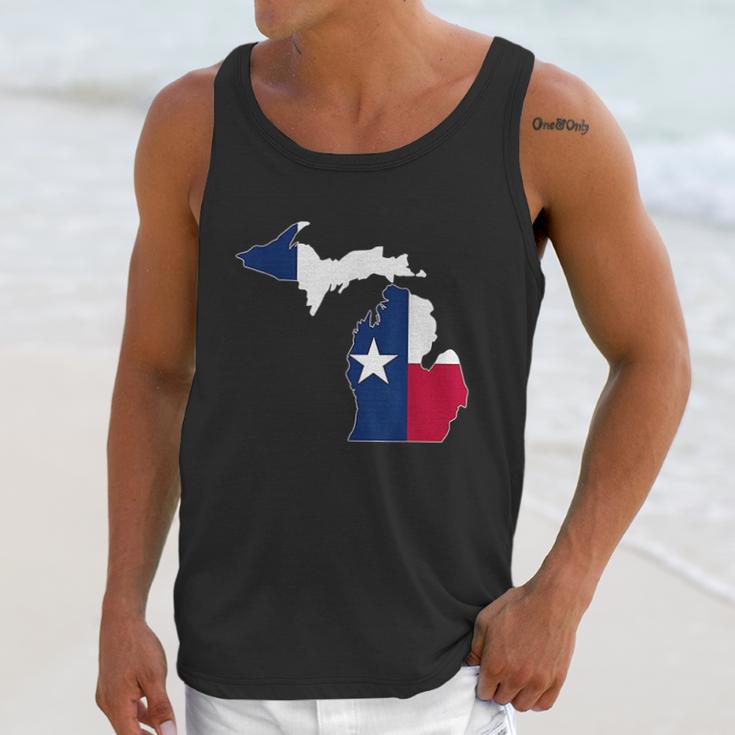 Michigan State Map Texas Flag Men Tank Top