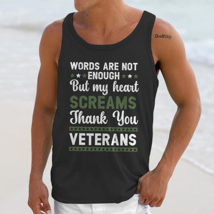 Words Are Not Enough But My Heart Screams Thank You Veterans Gift Graphic Design Printed Casual Daily Basic Men Tank Top