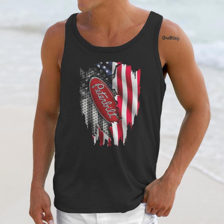 Peterbilt Logo Red Design Usa Flag American Independence Day Truck Fans Patriots Shirts Men Tank Top