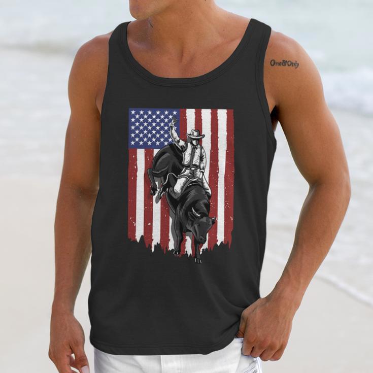 Rodeo Bull Rider Patriotic American Usa Flag For Cowboys Cute Gift Men Tank Top