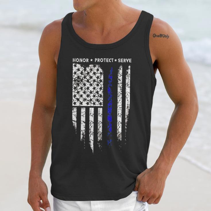 Sr Thin Blue Line Usa Protect Police Flag Army American Men Tank Top