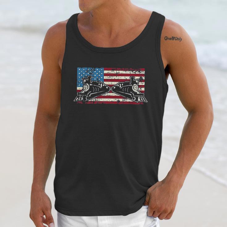 Steam Locomotive Train American Flag Men Tank Top