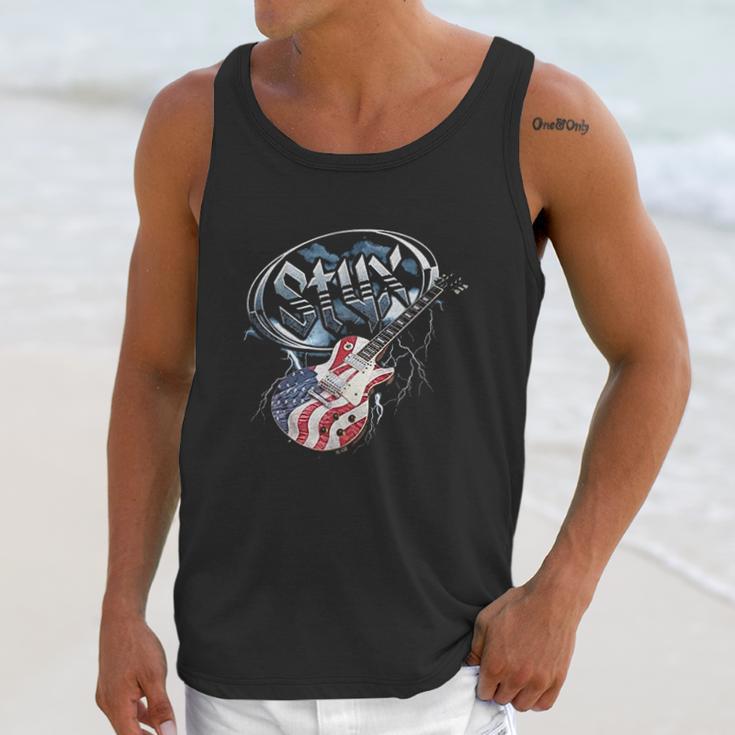 Styx Tall American Flag Guitar Men Tank Top