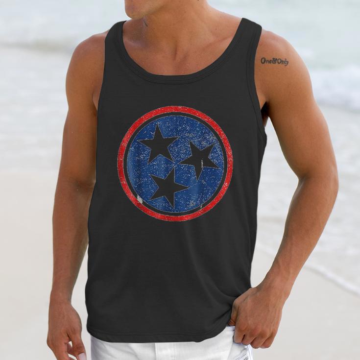 Tennessee Volunteer State Distressed Tristar Flag Men Tank Top