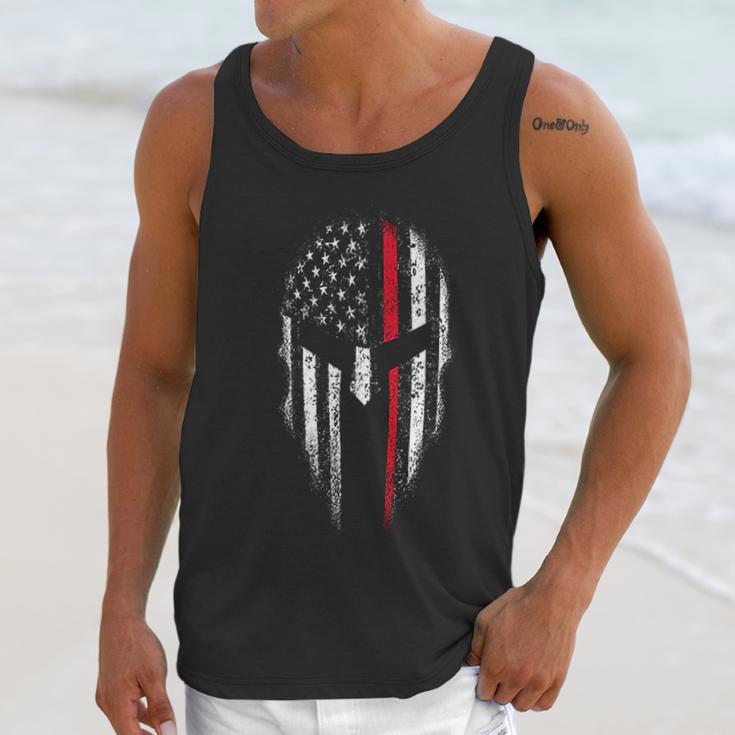 Thin Red Line Usa Flag Firefighter Spartan Men Tank Top