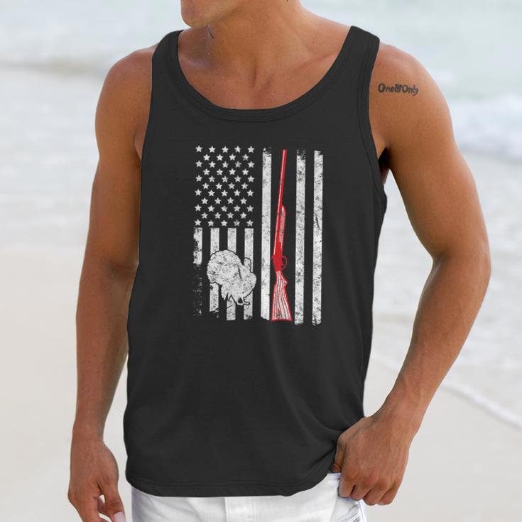 Turkey Hunting American Flag Rifle Weathered Men Tank Top