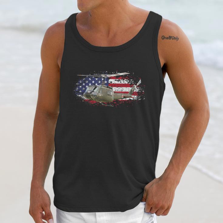 Uh1 Huey Helicopter American Flag Usa Pilot Vietnam Veteran Graphic Design Printed Casual Daily Basic Men Tank Top