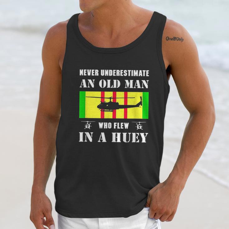 Never Underestimate Old Man Who Flew In Huey Vietnam Veteran Men Tank Top