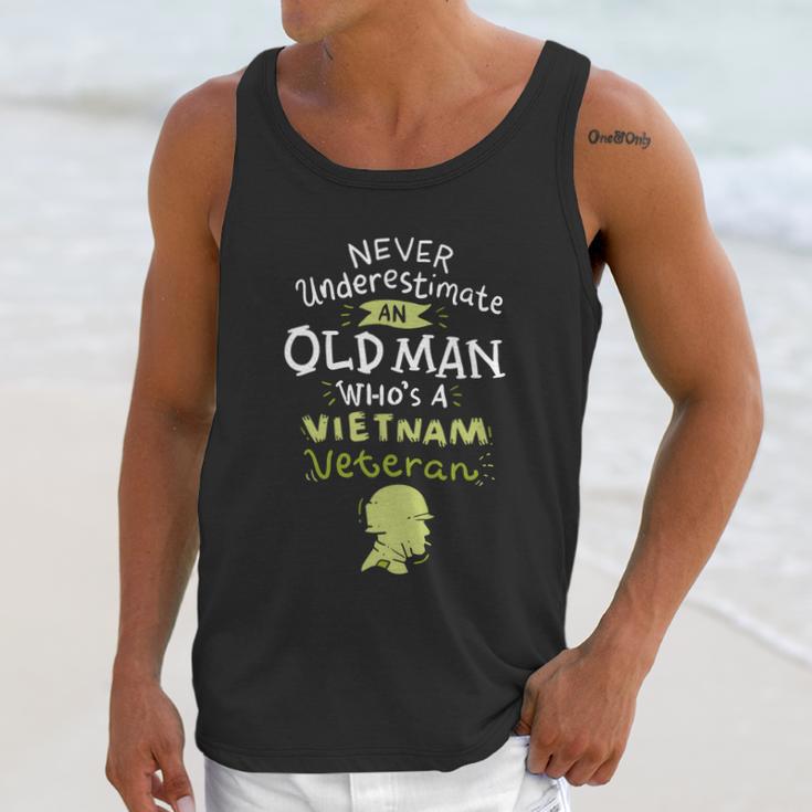 Never Underestimate An Old Whos A Vietnam Veteran Gift Graphic Design Printed Casual Daily Basic Men Tank Top