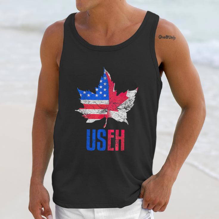 Useh Leaf Canadian American Flag Canada Usa Patriotic Men Tank Top