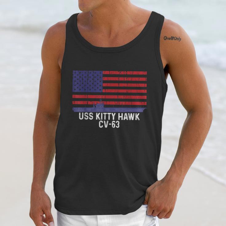 Uss Kitty Hawk Cv63 Aircraft Carrier Vintage Usa Flag Men Tank Top