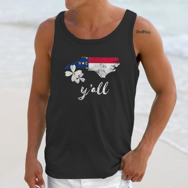 Vintage State Of North Carolina Yall Flag Dogwood Men Tank Top