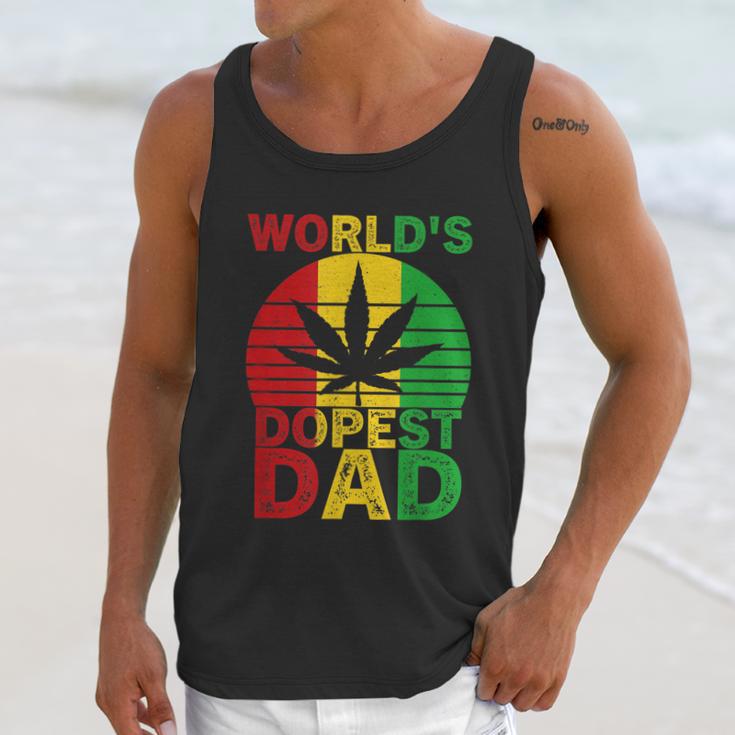 Worlds Dopest Dad Vintage Weed Leaf Cannabis Marijuana Men Tank Top