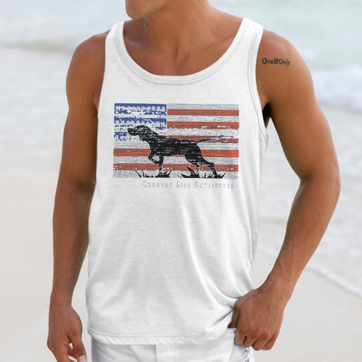 Country Life Outfitters Pointer Dog Americaan Flag Men Tank Top