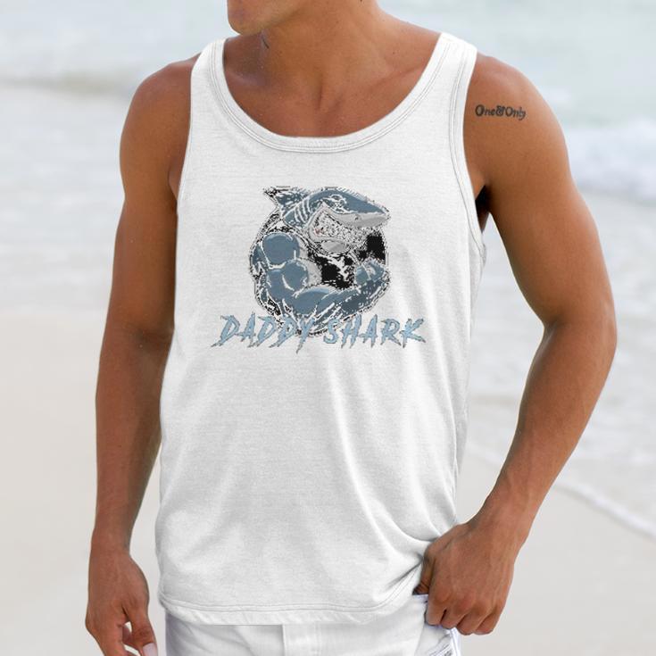 Funny Fathers Day Daddy Shark Gymer Gift Men Tank Top