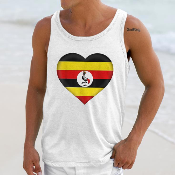 I Love Uganda Ugandan Flag Heart Men Tank Top