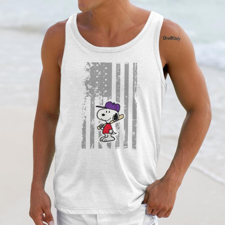 Snoopy Playing Baseball Snoopy Usa Flag T-Shirt Men Tank Top