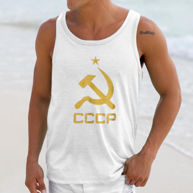 Vintage Cccp Flag Soviet Russian Union Communist Party Men Tank Top