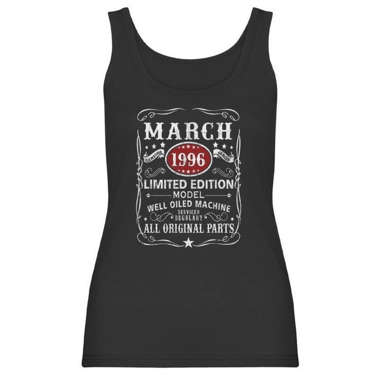 25Th Birthday Decoration March 1996 Men Women 25 Years Old Women Tank Top