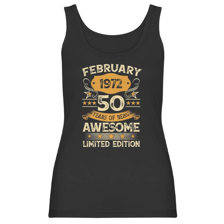 50 Years Old Gift Vintage February 1972 50Th Birthday Gift Women Tank Top