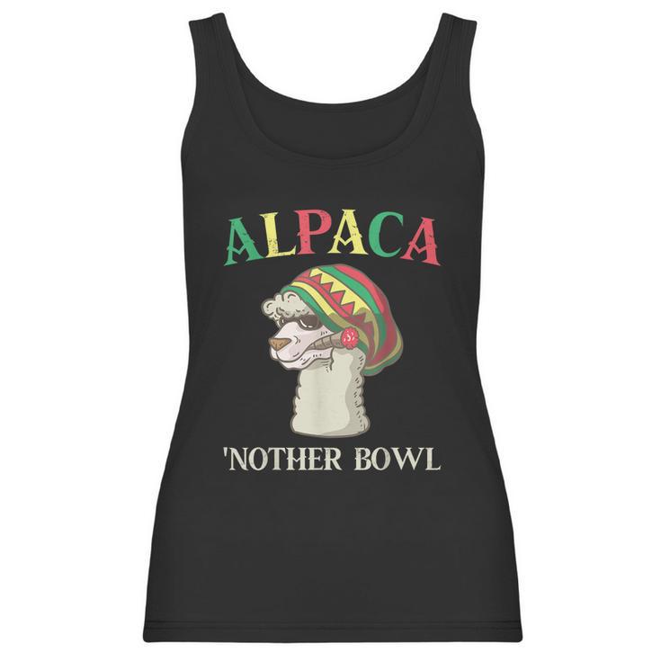 Alpaca Nother Bowl Weed Smoking Llama Cannabis Leaf Stoner Graphic Design Printed Casual Daily Basic Women Tank Top