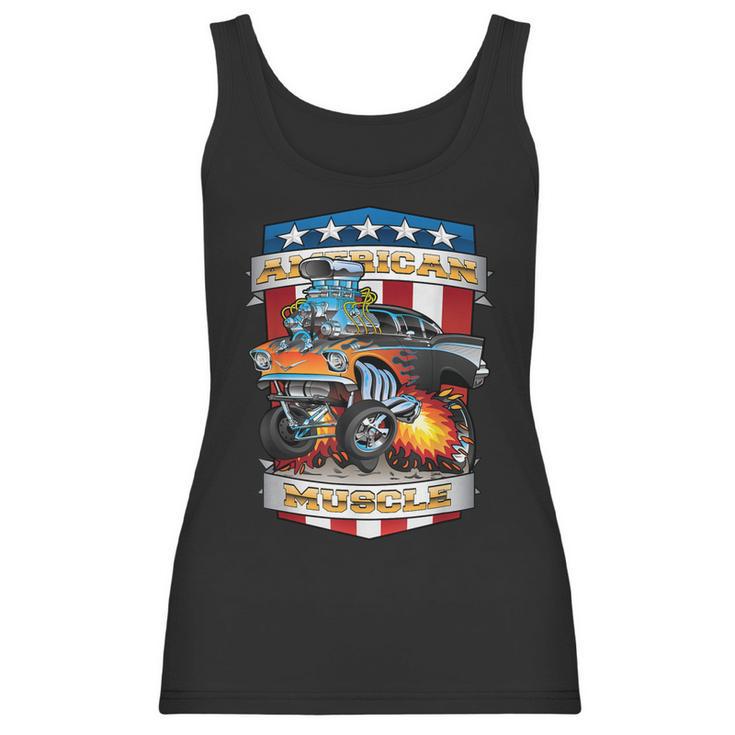 American Pride Classic Fifties Muscle Car Hot Rod Cartoon Women Tank Top