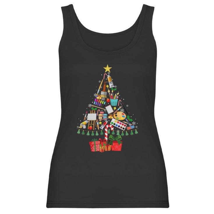 Art Xmas Tree Decor Art Teacher Ugly Artist Christmas Women Tank Top