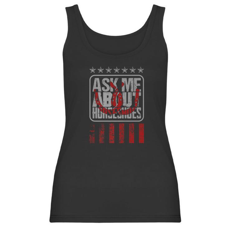 Ask Me About Horseshoe Pitching Ringer Women Tank Top