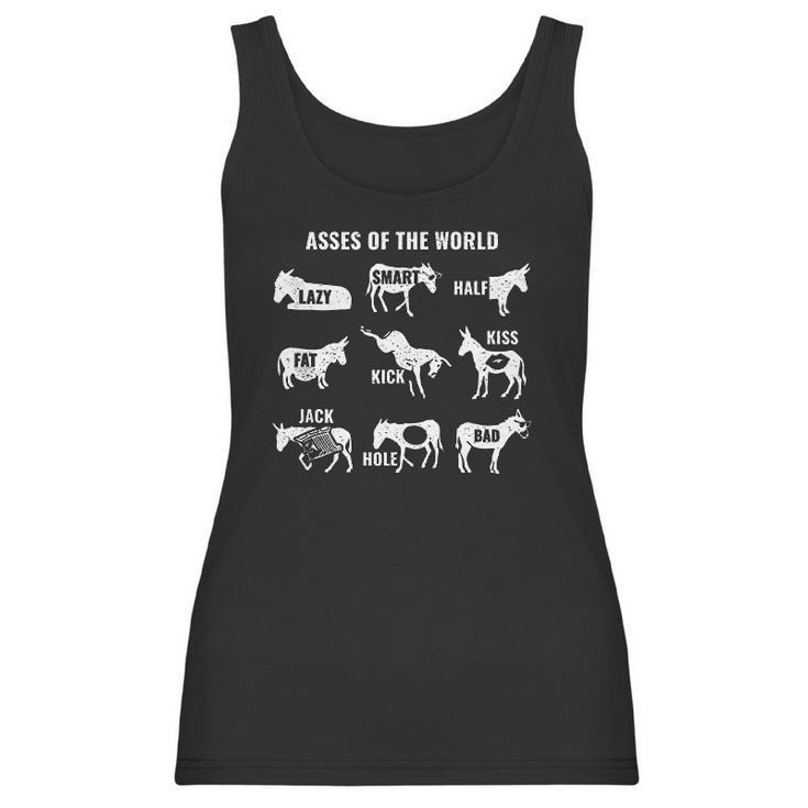 Asses The World Funny Lazy Smart Half Donkey Women Tank Top