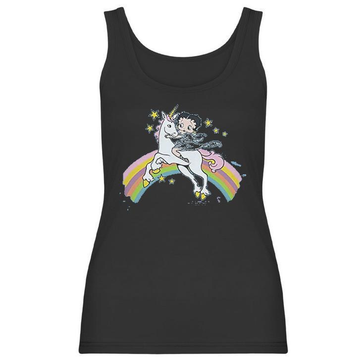 Betty Boop Cartoon Unicorn And Rainbows Women Tank Top