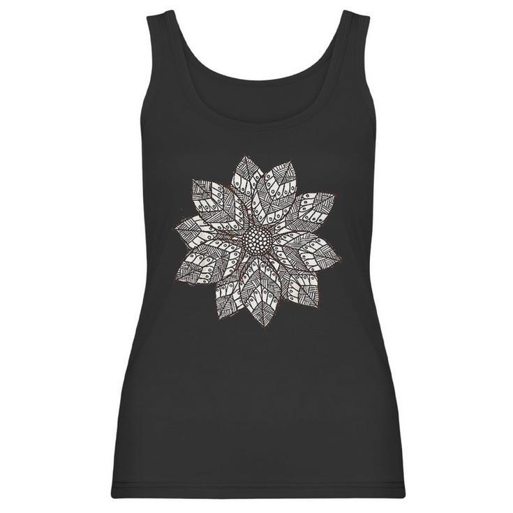 Brown & White Mandala Flower Yoga Sacred Mantra Geometry Women Tank Top