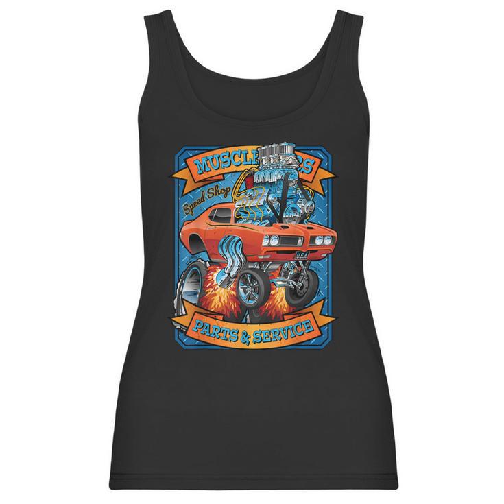 Classic Sixties Muscle Car Funny Dragster Hot Rod Cartoon  V2 Women Tank Top