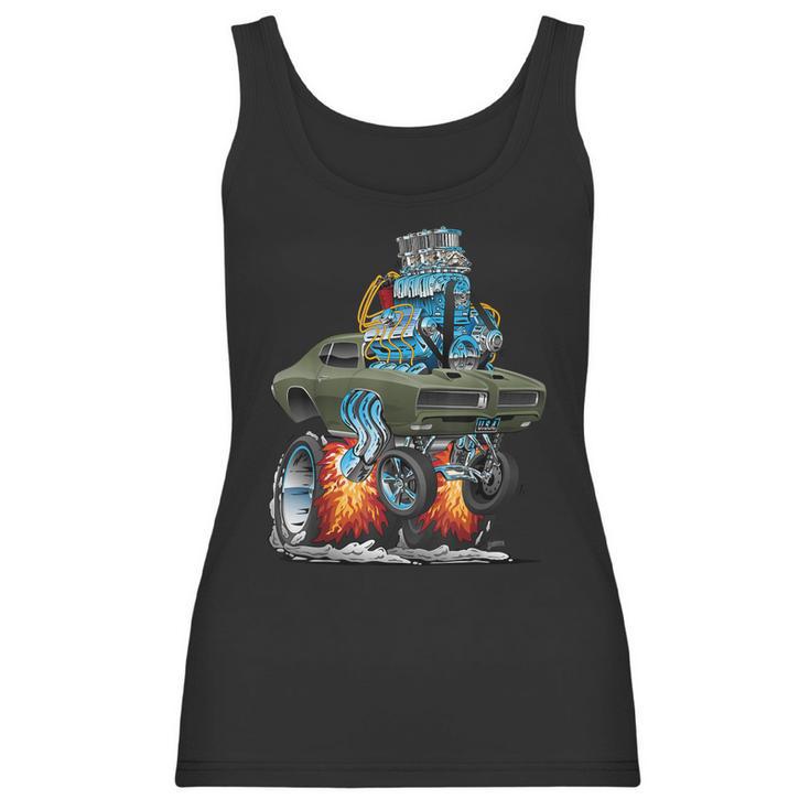 Classic Sixties Muscle Car Funny Dragster Hot Rod Cartoon  V3 Women Tank Top