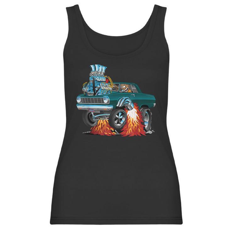 Classic Sixties Muscle Car Funny Dragster Hot Rod Cartoon  V4 Women Tank Top