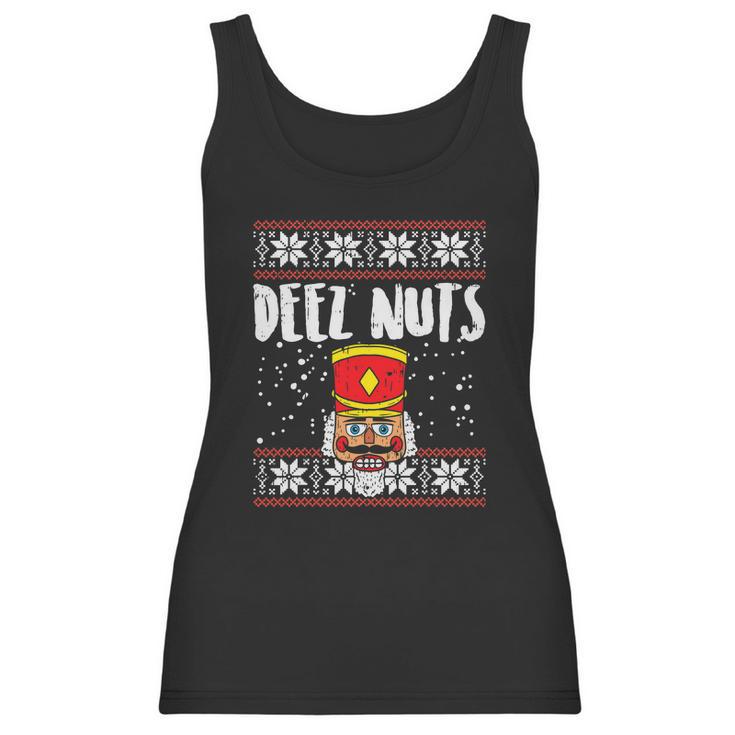 Deez Nuts Nutcracker Funny Ugly Christmas Sweater Meme Gift Women Tank Top