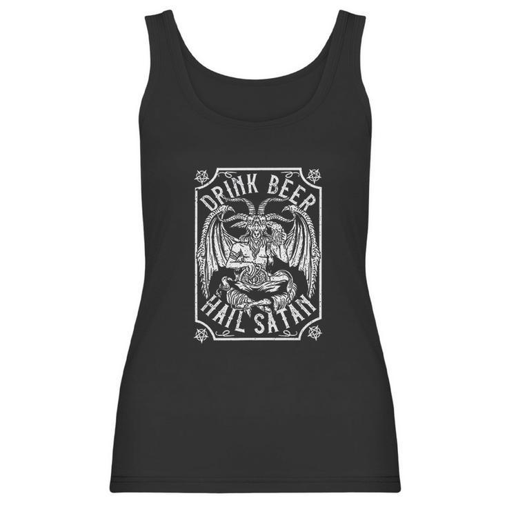 Drink Beer Hail Satan I Satanic Baphomet I Pentagram Occult Women Tank Top