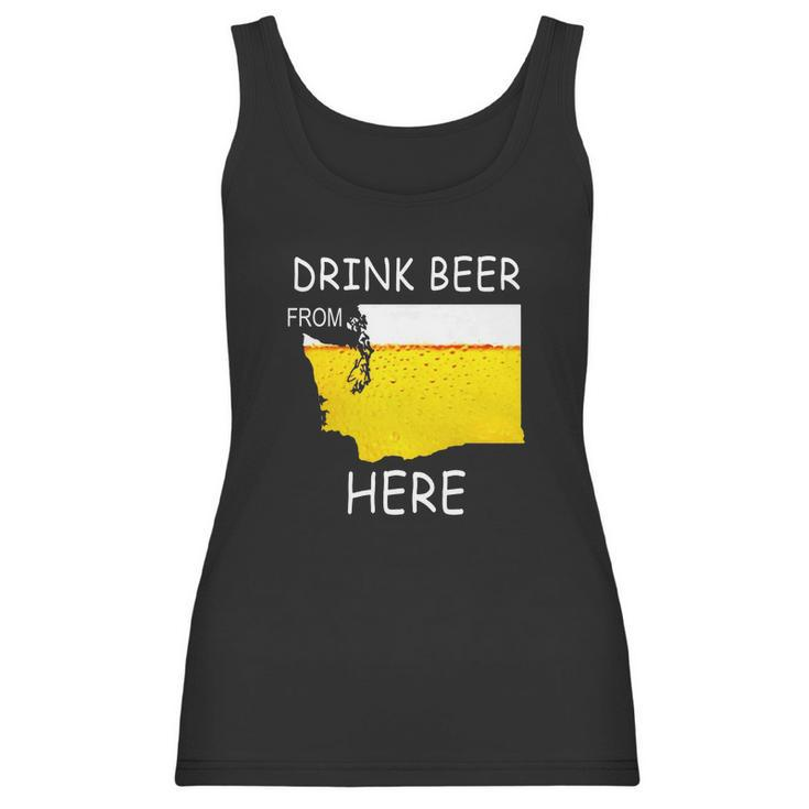 Drink Beer From Washington State Flag Vintage Funny Tshirt Women Tank Top