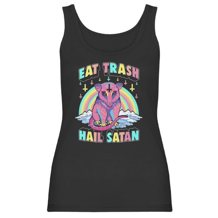 Womens Eat Trash Hail Satan Kawaii Pastel Goth Possum V-Neck Women Tank Top