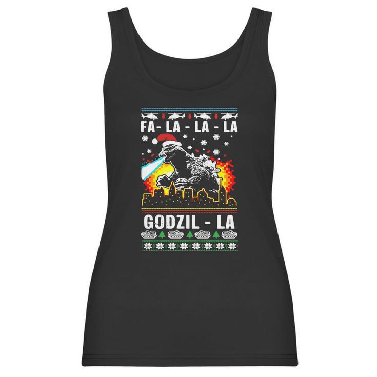 Fa La La La Godzilla Ugly Christmas Women Tank Top